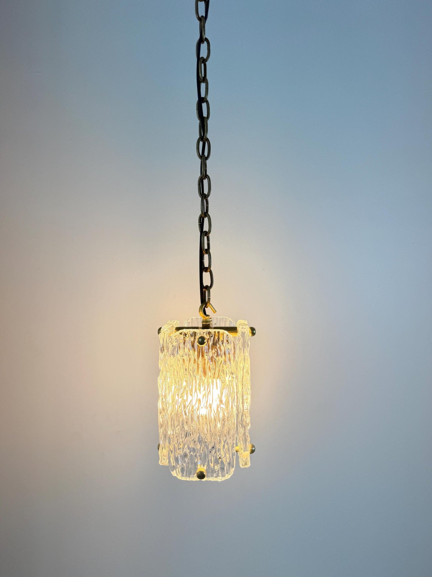 Textured Glass Brass Pendant Light