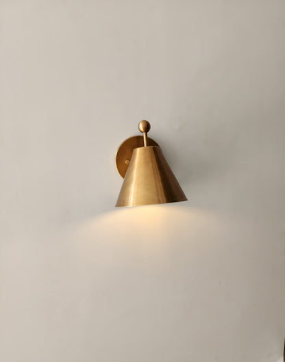 Single Light Mid-Century Brass Wall Lamp | Frost Lights