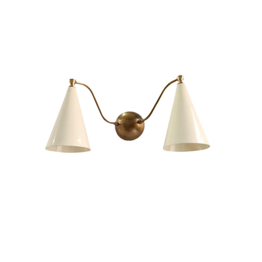 Handcrafted Double Sconce  Mid century Modern Brass Wall Lamp