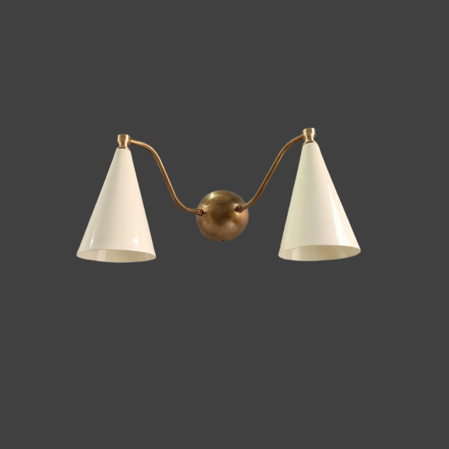 Handcrafted Double Sconce  Mid century Modern Brass Wall Lamp