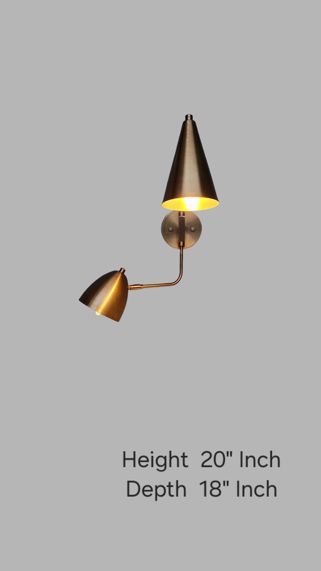Two Light Shades Swing Arm Handmade Vintage Wall Mid Century Antique Brass Sputnik chandelier light Fixture