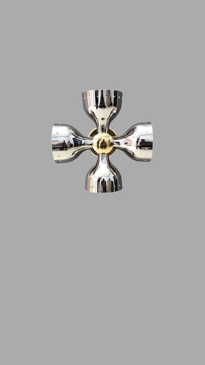 Handcrafted Four Light Brass Wall Sconce With Sputnik Design | Frost Lights