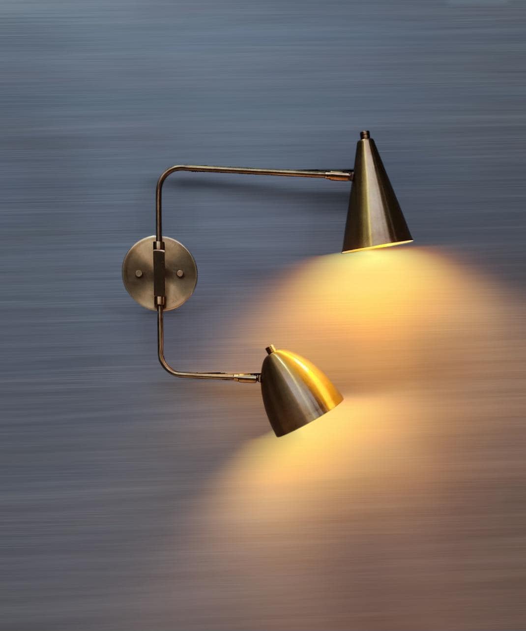 Two Light Shades Swing Arm Handmade Vintage Wall Mid Century Antique Brass Sputnik chandelier light Fixture