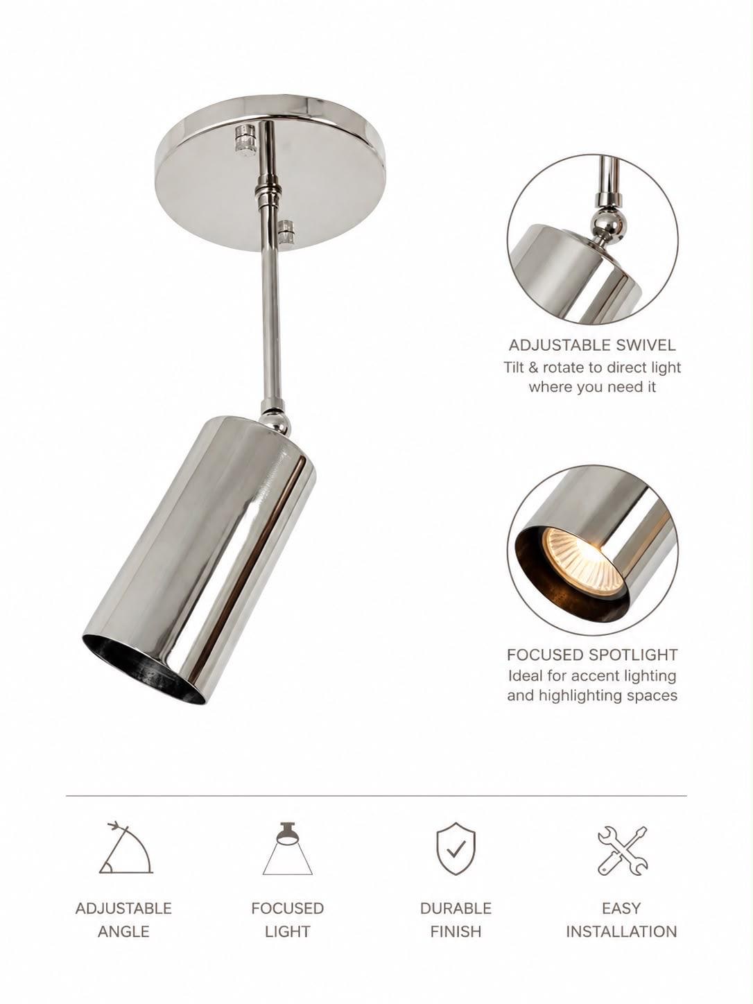 Adjustable Brass Spotlight Ceiling Light Handmade Directional Spotlight for Kitchen, Hallway & Accent Lighting - optimized image
