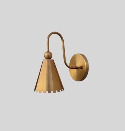 Brass wall sconce on a light gray background