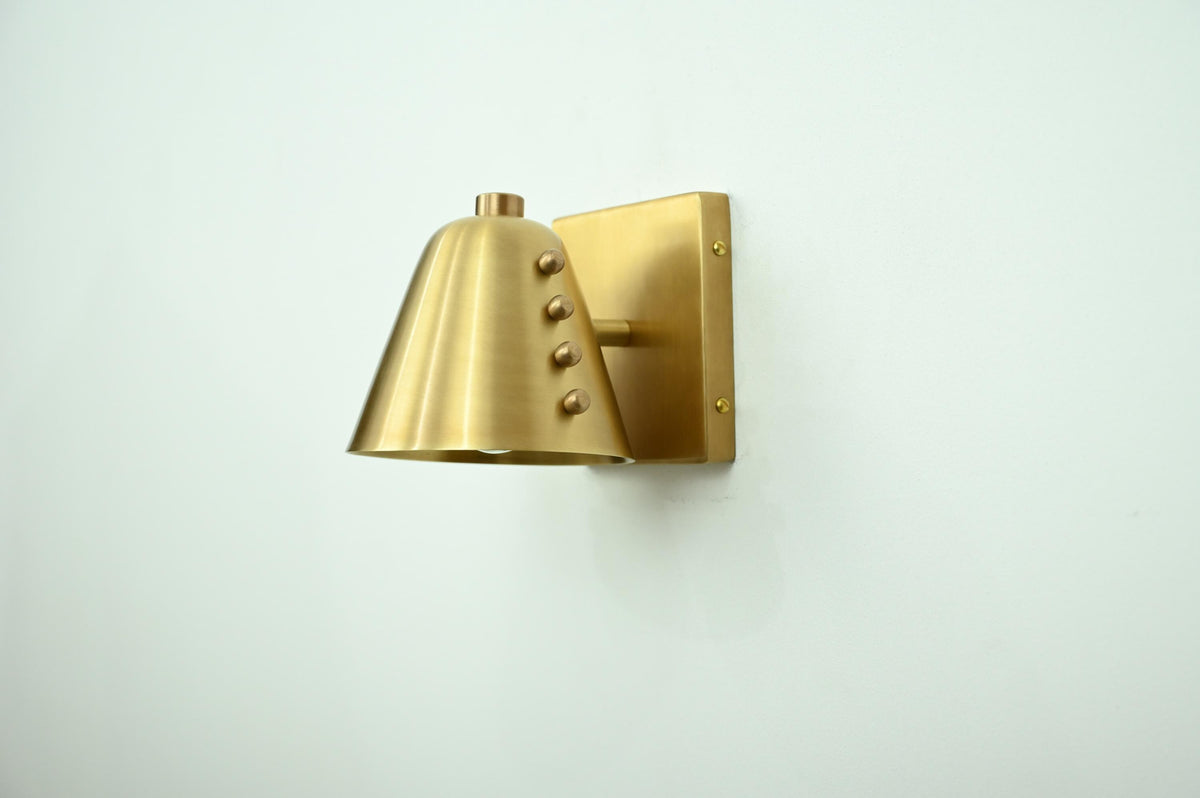 Designer Raw Brass Cone Wall Sconce Fixture | Frost Lights
