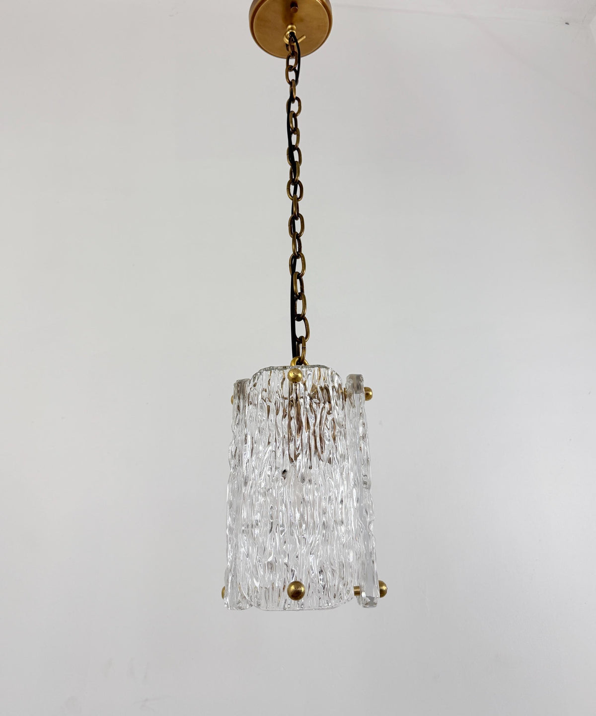 Frost Lights modern textured glass pendant lamp hanging display.