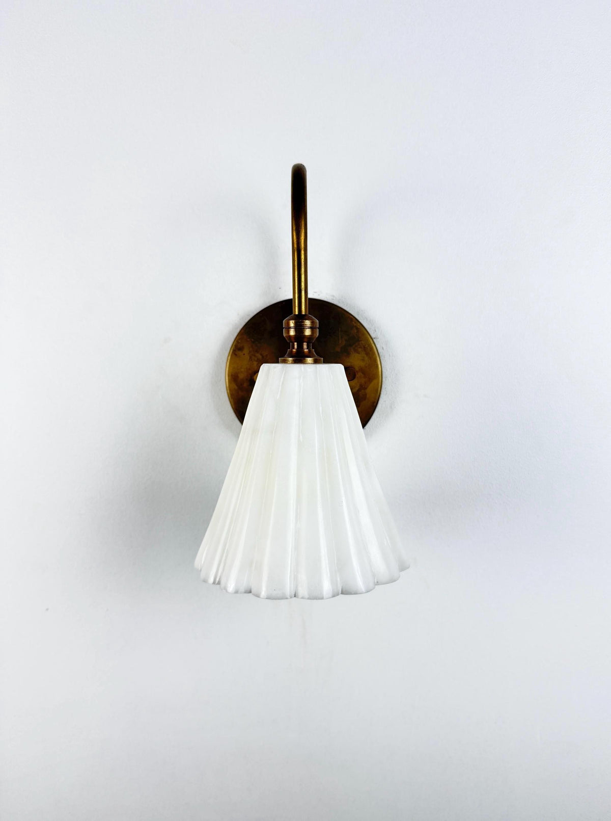 Handcrafted Alabaster Brass Wall Sconce With Natural Stone Shade | Frost Lights