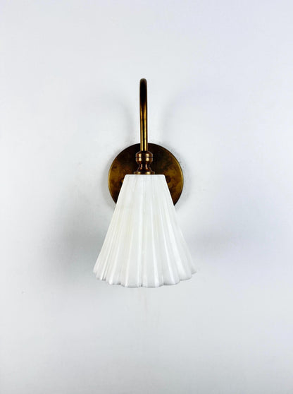 Handcrafted Alabaster Brass Wall Sconce With Natural Stone Shade | Frost Lights
