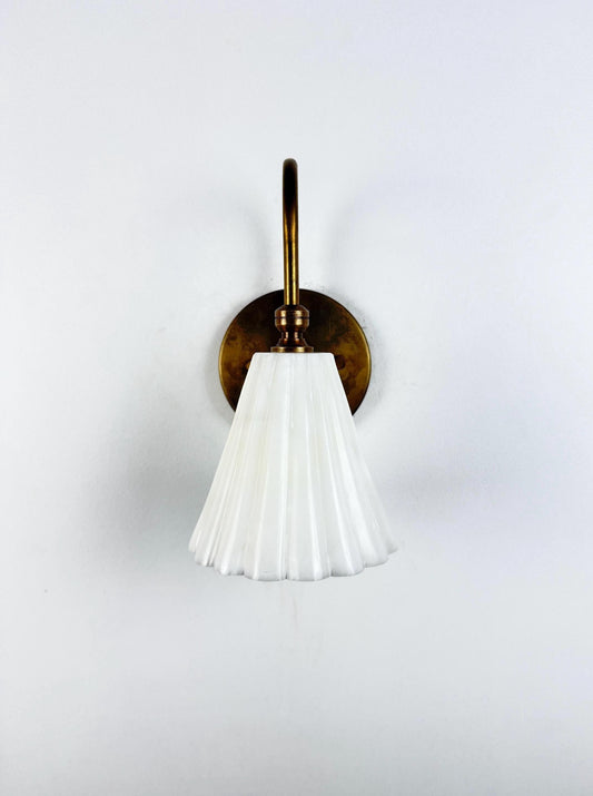 Handcrafted Alabaster Brass Wall Sconce With Natural Stone Shade | Frost Lights