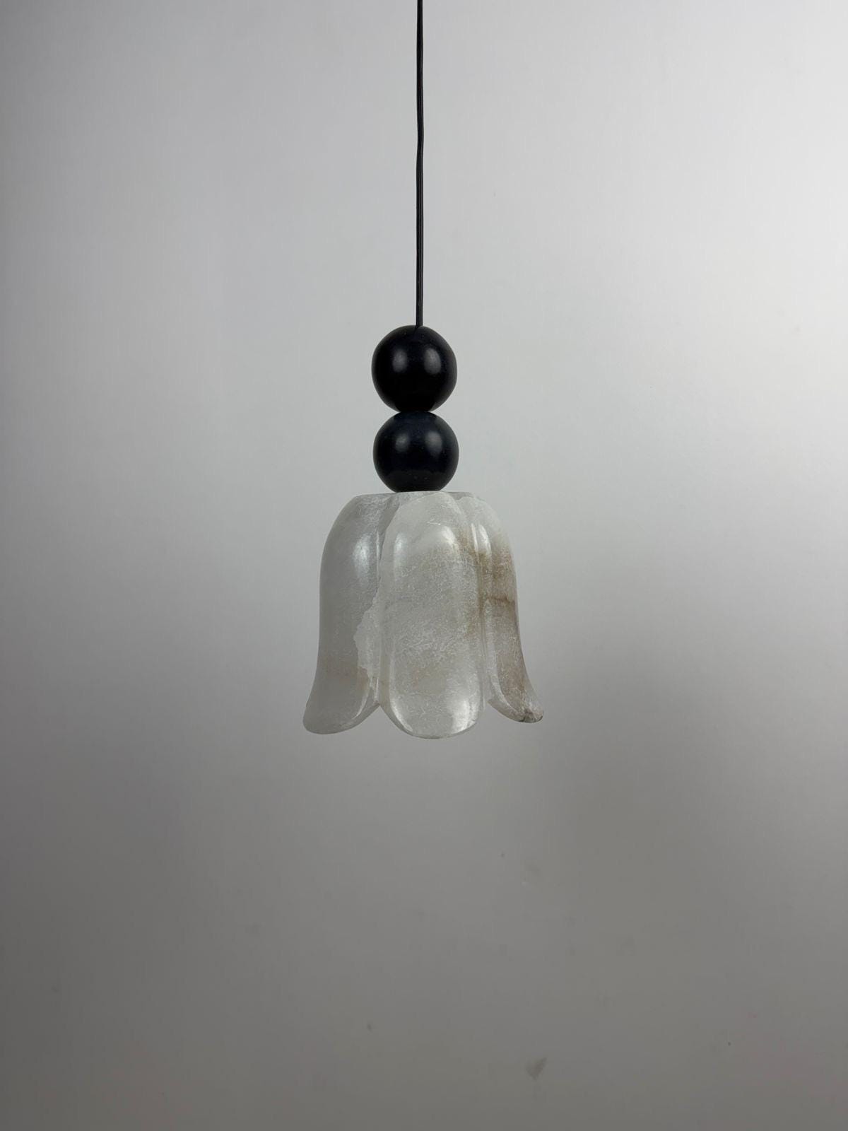 Handcrafted Alabaster Pendant Light – Natural Stone Organic Ceiling Lamp - optimized image