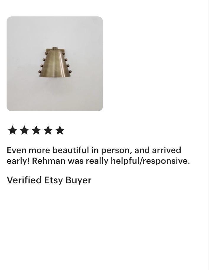 Handcrafted Brass Cone Wall Sconce | Mid-Century Rivet Wall Lamp | Modern Brass Wall Light