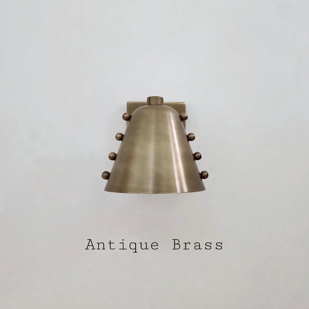 Handcrafted Brass Cone Wall Sconce | Mid-Century Rivet Wall Lamp | Modern Brass Wall Light