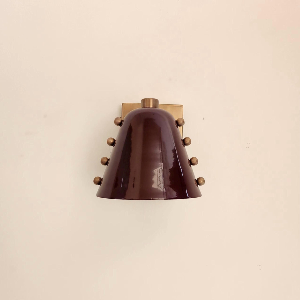 Handcrafted Brass Cone Wall Sconce With Rivet Details | Frost Lights