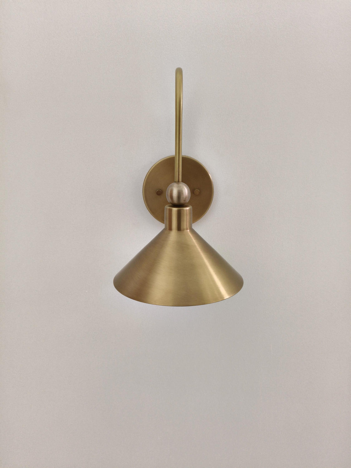 Handcrafted Brass Wall Light With Cone Shade | Frost Lights