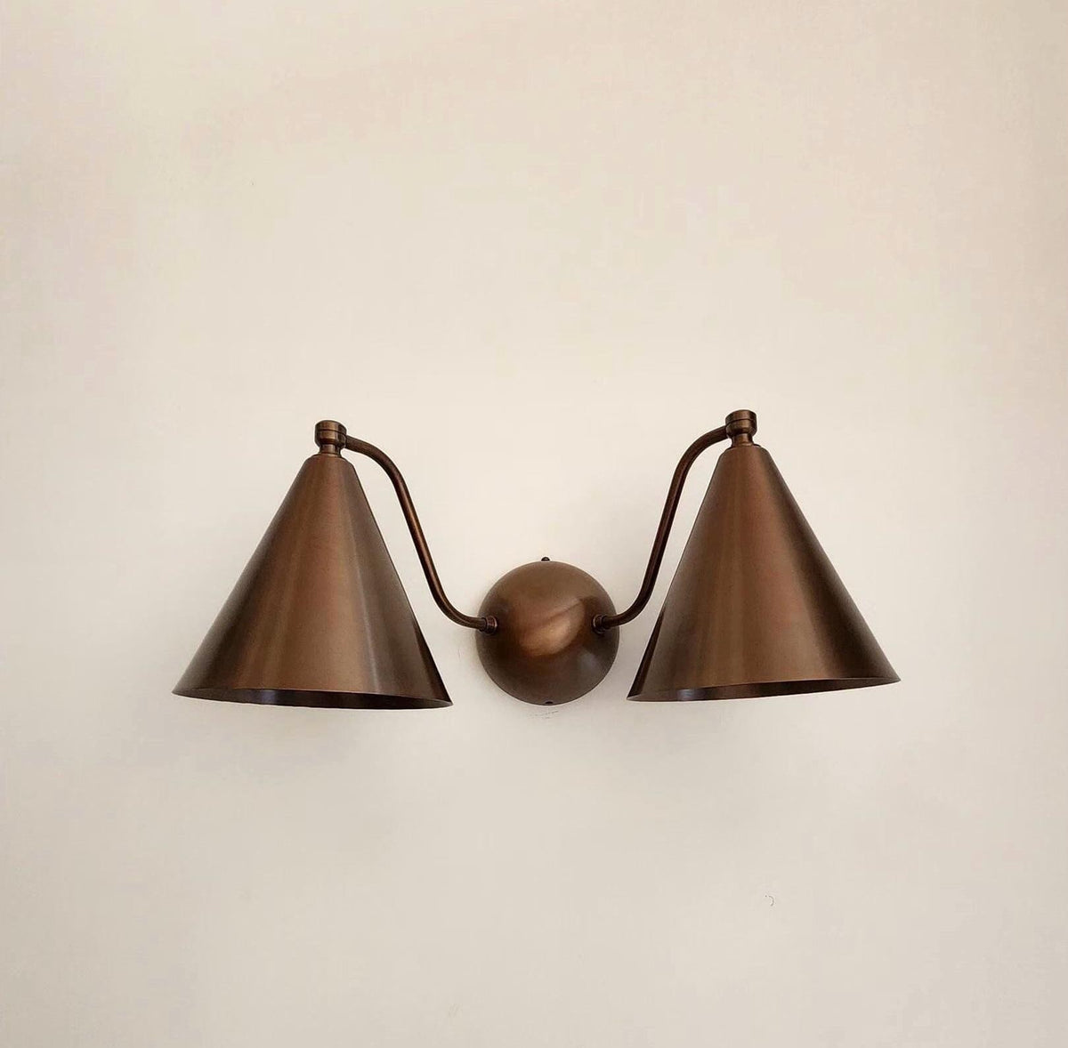 Handcrafted Double Cone Brass Wall Sconce For Modern Bathroom | Frost Lights