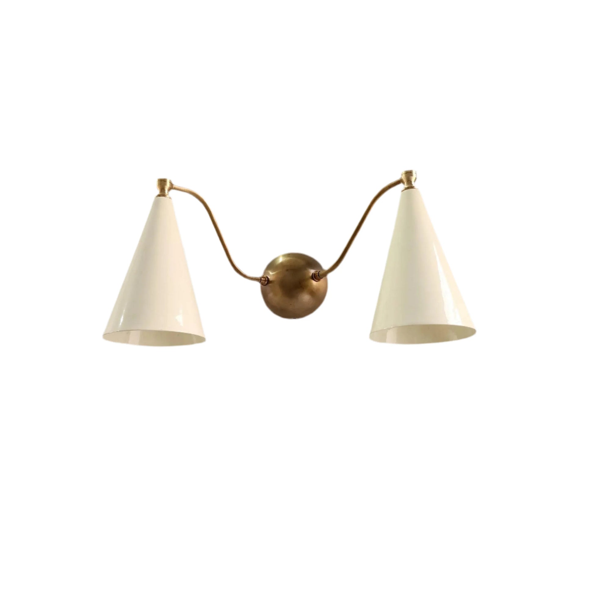 Handcrafted double mid century wall sconce in brass with elegant design | Frost Lights