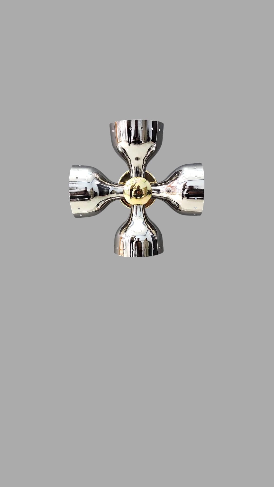 Handcrafted Four Light Brass Wall Sconce With Sputnik Design | Frost Lights