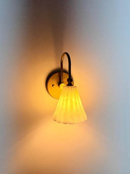 Handmade Alabaster Brass Wall Sconce | Modern Stone Wall Light - optimized image