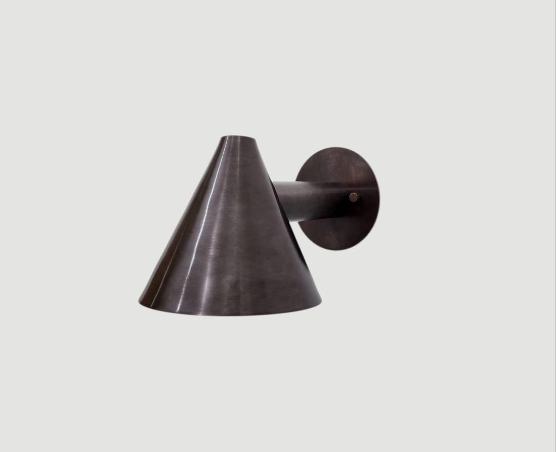 Handmade Blackened Brass Cone Wall Sconce | Frost Lights