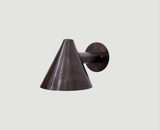 Handmade Blackened Brass Cone Wall Sconce | Frost Lights