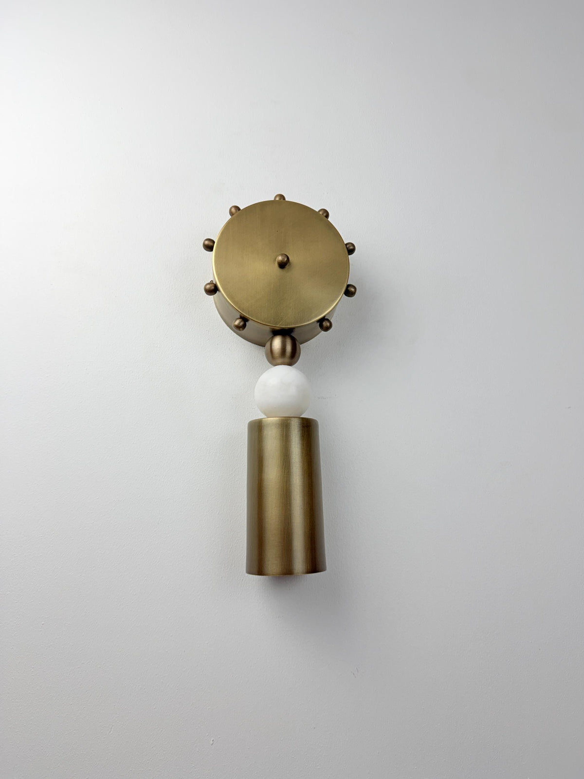 Handmade Brass Cylinder Wall Sconce with Alabaster | Italian Wall Light