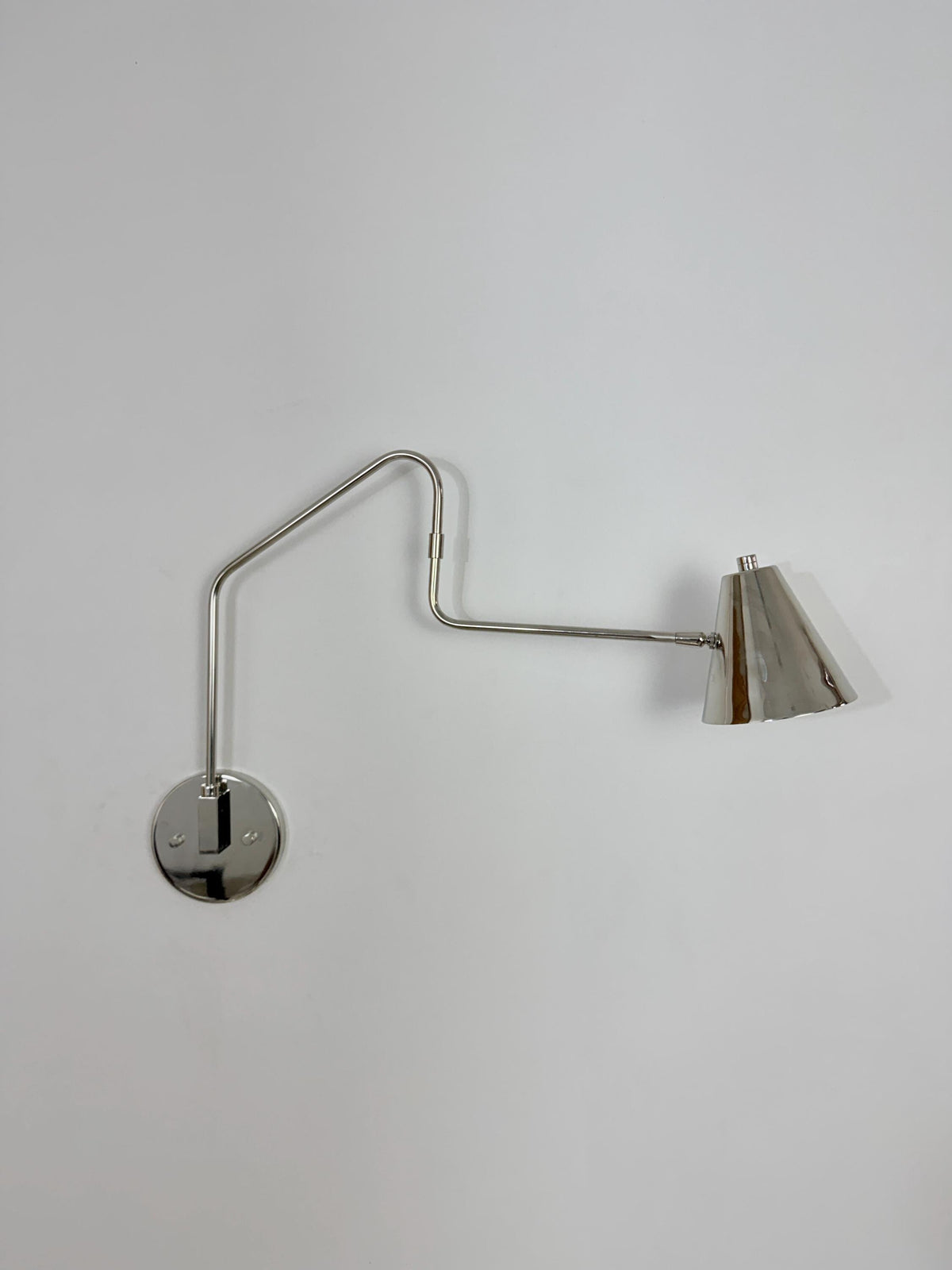 Handmade Brass Swing Arm Sconce | Adjustable Cone Mid-Century Reading Light - Frost Lights