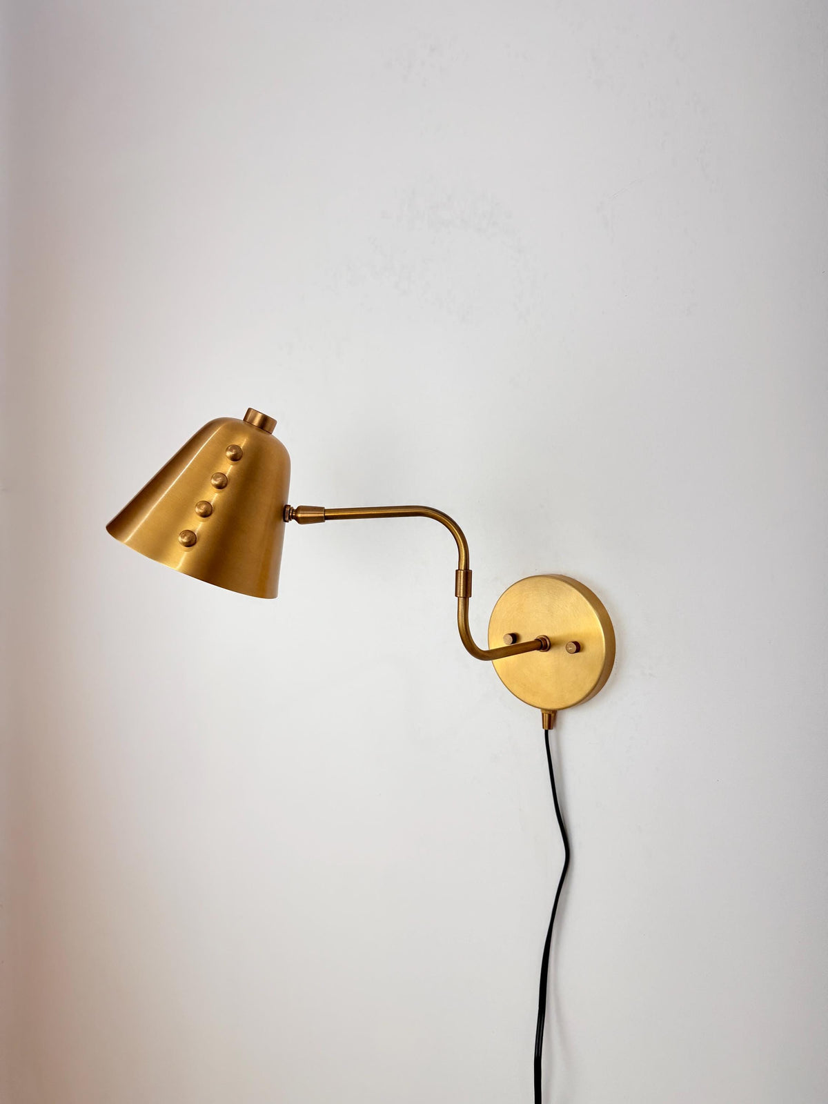 Handmade Brass Swing Arm Wall Sconce | Adjustable Cone Wall Lamp