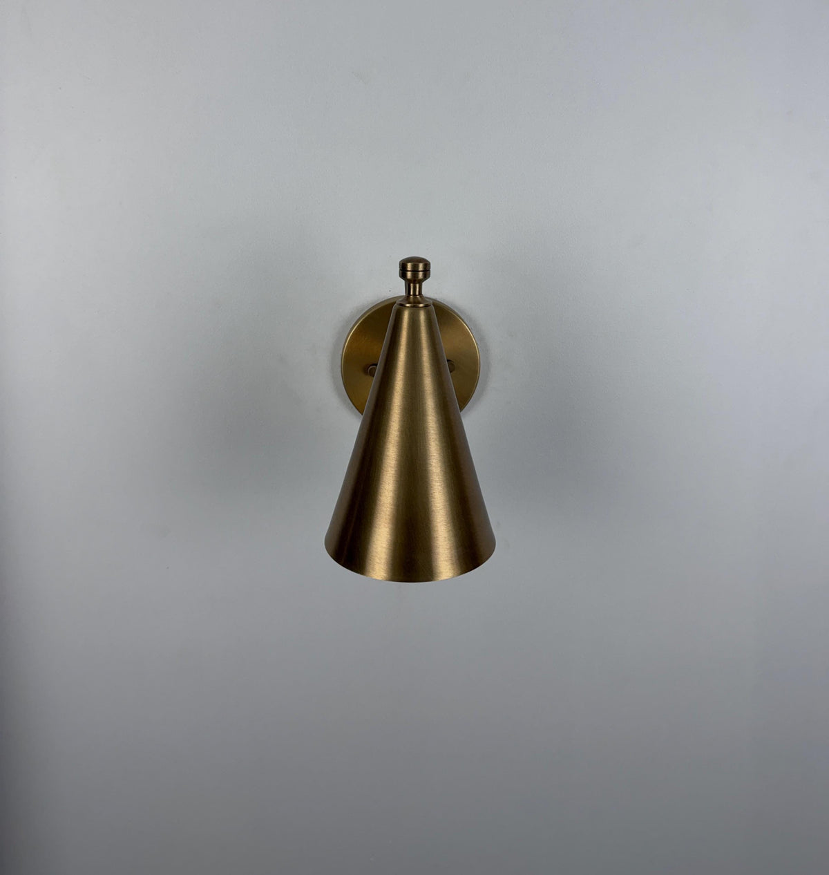 Handmade Brass Wall Sconce – Minimalist Cone Shade Wall Light With Ivory Finish - optimized image