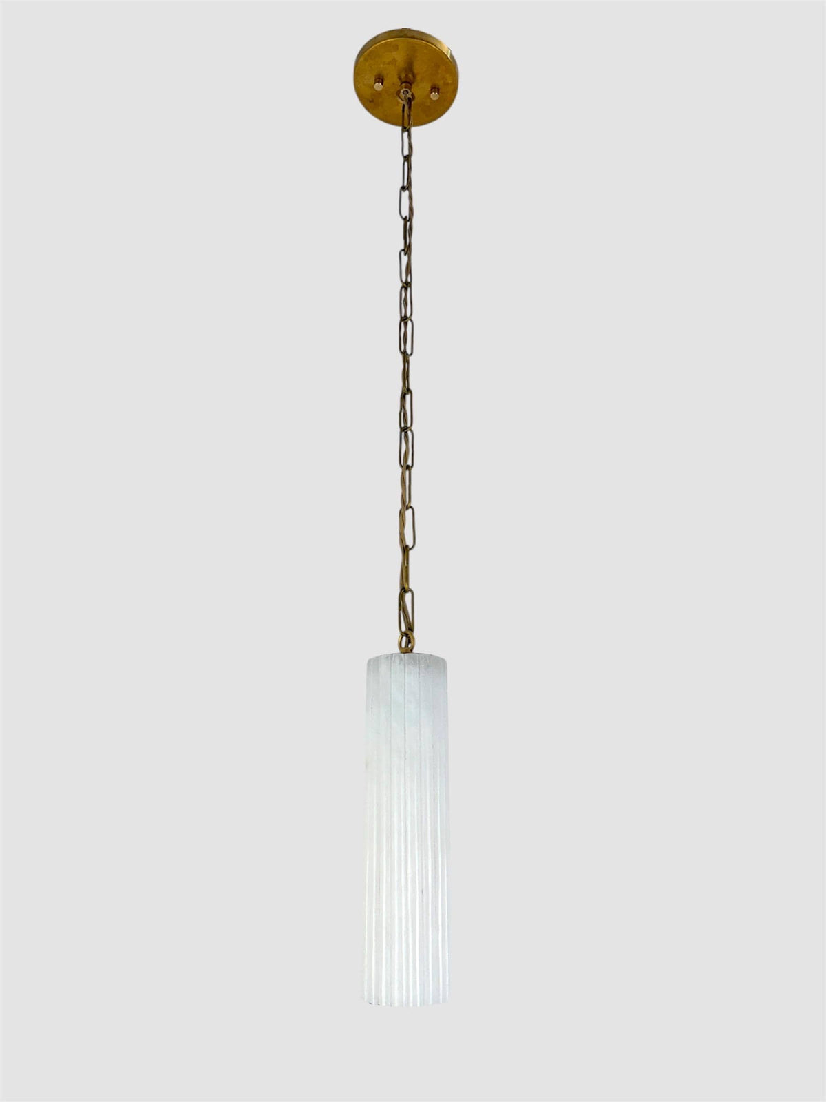 Handmade Fluted Alabaster Pendant Light – Solid Brass Chain Ceiling Fixture - optimized image