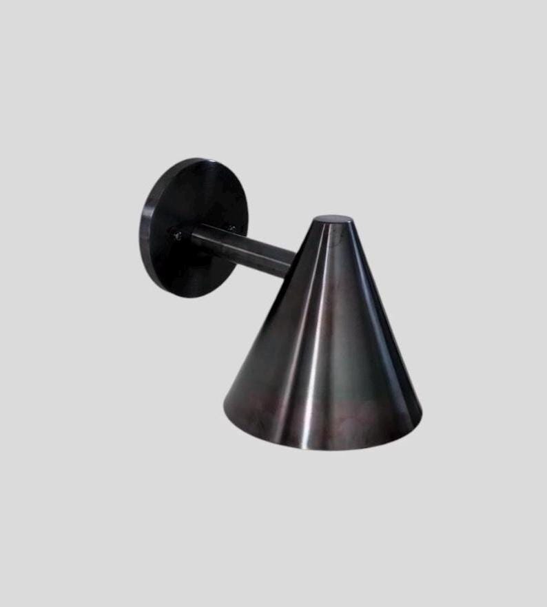 Handmade Modern Brass Cone Wall Lamp | Frost Lights