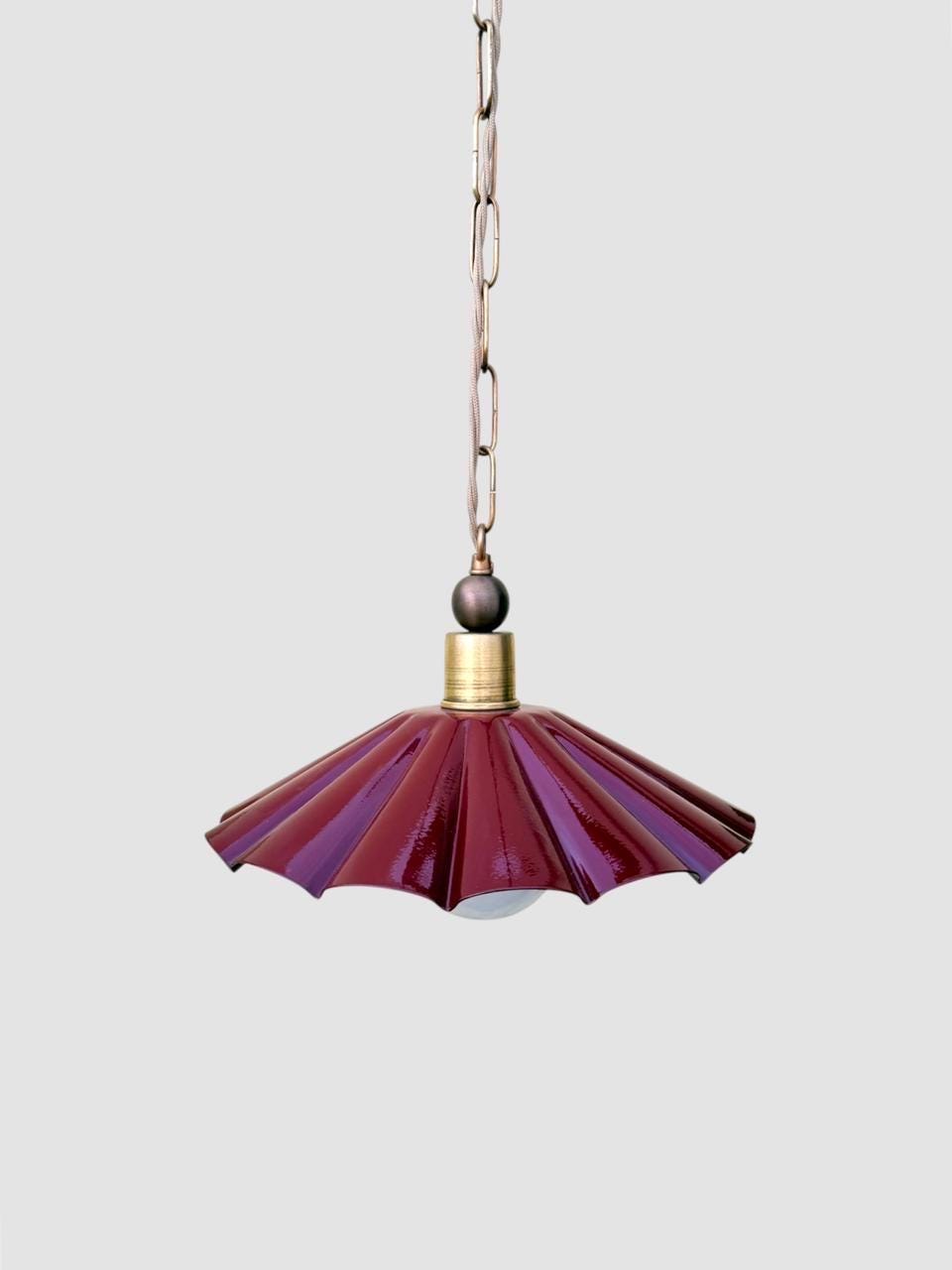 Handmade Scalloped Pendant Light – Modern Pleated Hanging Wine Lamp - optimized image