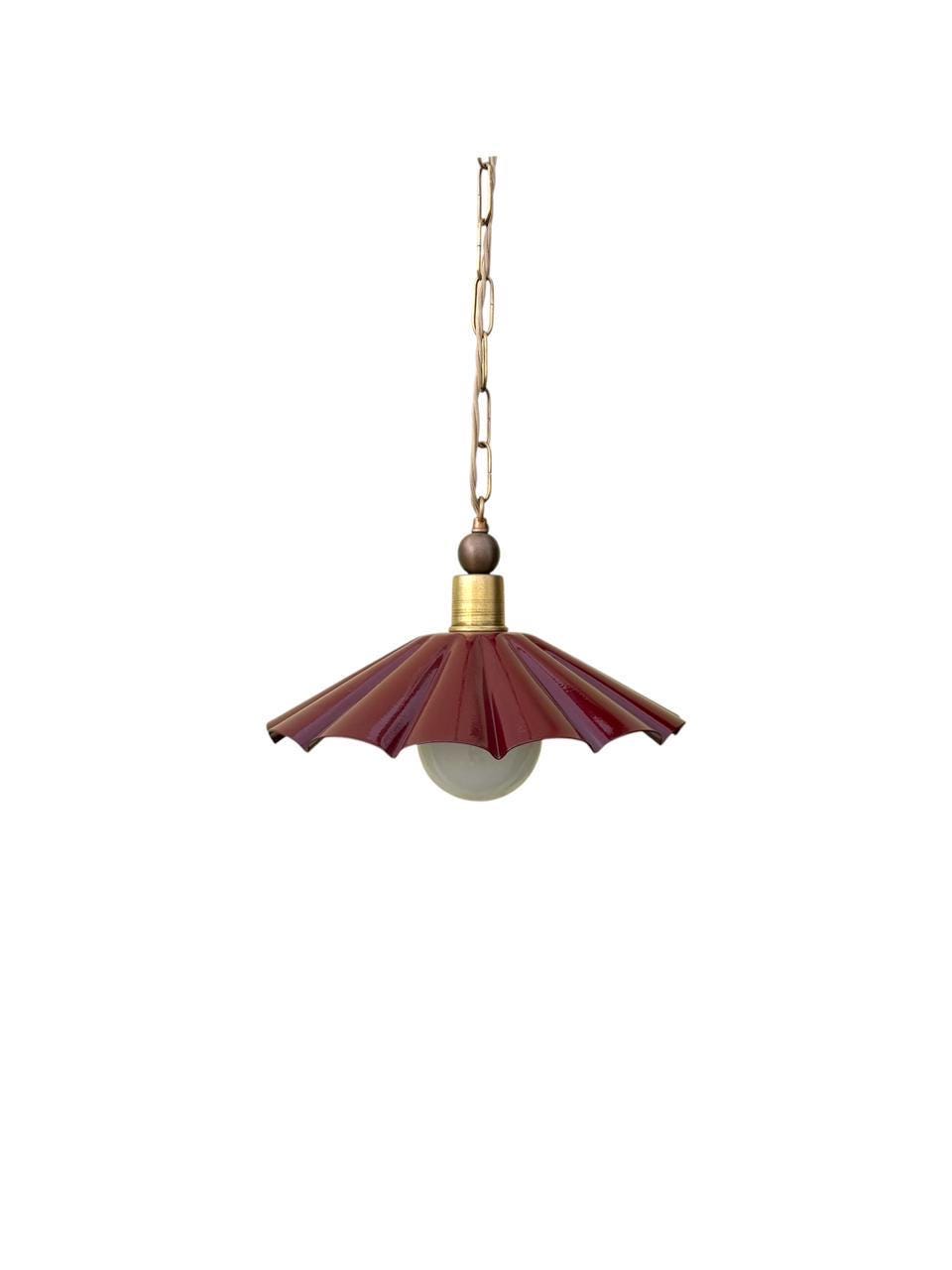 Handmade Scalloped Pendant Light – Modern Pleated Hanging Wine Lamp - optimized image