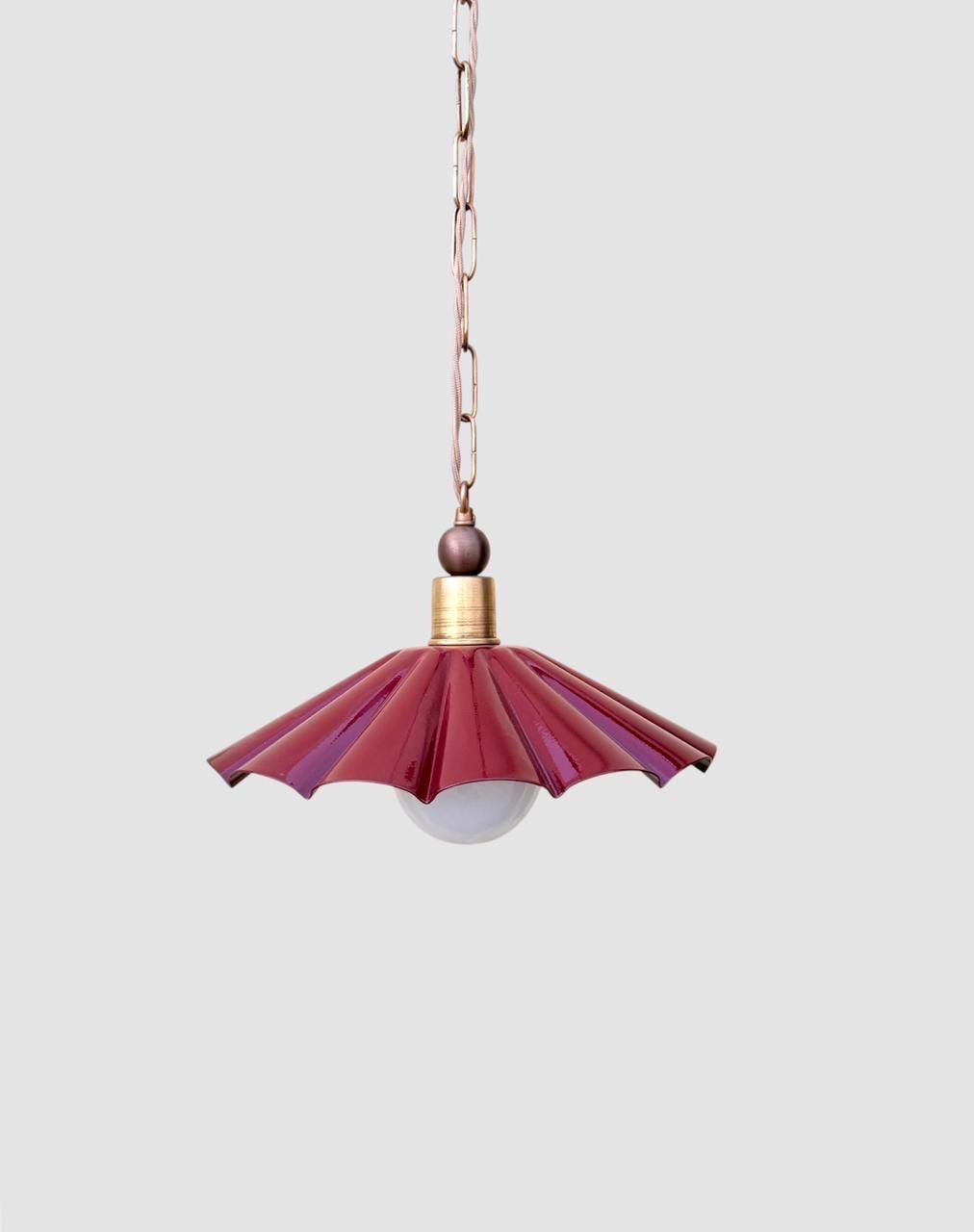 Handmade Scalloped Pendant Light – Modern Pleated Hanging Wine Lamp - optimized image