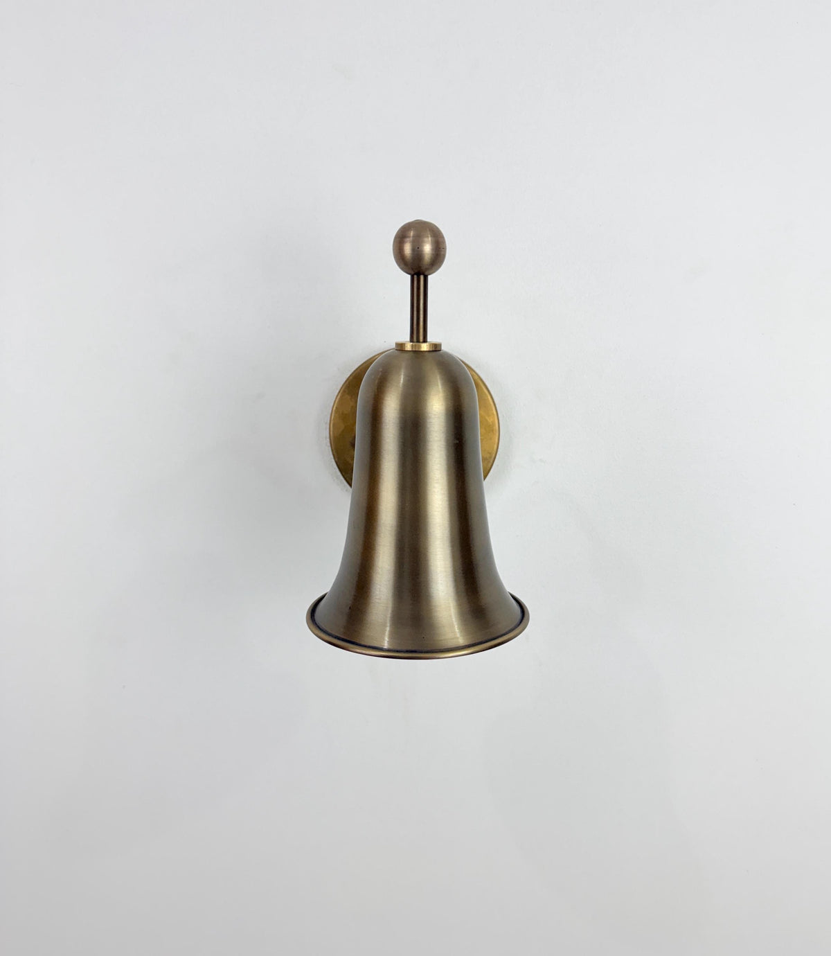 Handmade Solid Brass Bell Wall Sconce, Antique Finish, Mid Century Modern Bedside Lamp - optimized image