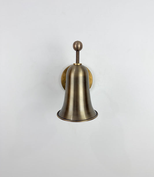 Handmade Solid Brass Bell Wall Sconce, Antique Finish, Mid Century Modern Bedside Lamp - optimized image