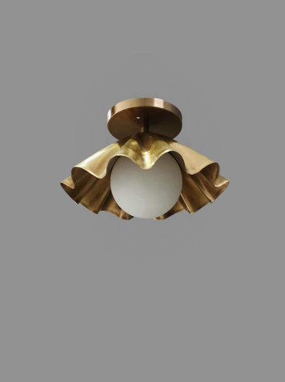 Vintage Brass Flush Mount Ceiling Fixture | Frost Lights