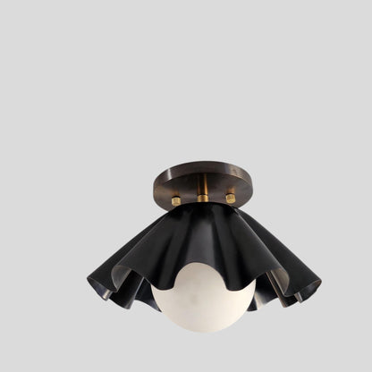 Vintage Brass Flush Mount Ceiling Fixture | Frost Lights