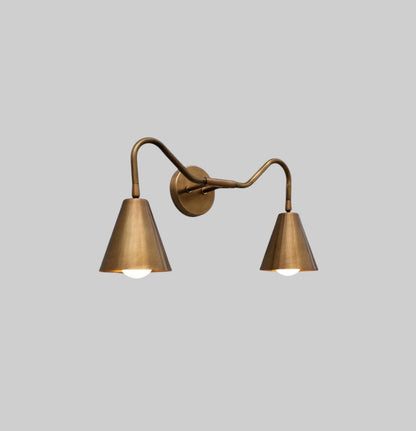 Modern Brass Wall Sconce with Cream Metal Shades | Frost Lights