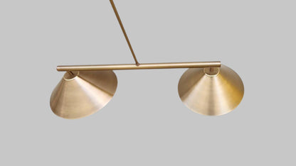 Italian Inspired Brass Chandelier – Dual Light Sputnik Statement Fixture - optimized image