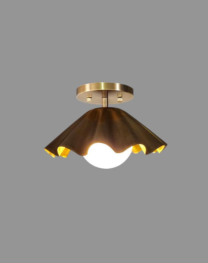 Handmade Brass Semi Flush Ceiling Light | Frost Lights