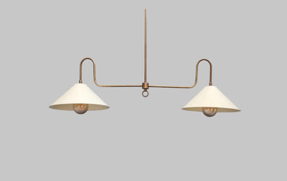 Mid-Century Modern Double-Light Sputnik Chandelier – Handcrafted Solid Brass Fixture - optimized image