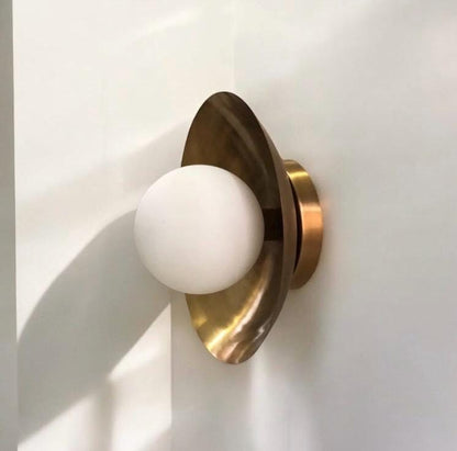 Vintage Italian Brass Ceiling Light With Frosted Globe | Frost Lights
