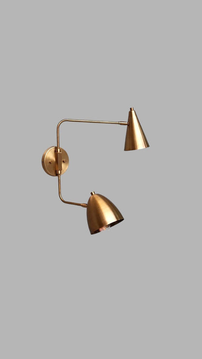 Swing Arm Brass Wall Sconce | Handmade Mid-Century Sputnik Wall Light