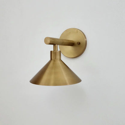 Modern Brass Cone Wall Light With Solid Brass Arm | Frost Lights