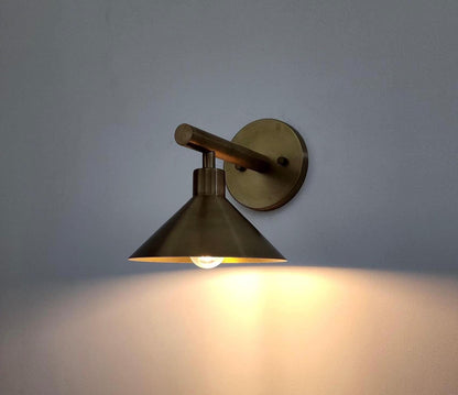 Hardwired Brass Cone Wall Light Fixture | Frost Lights