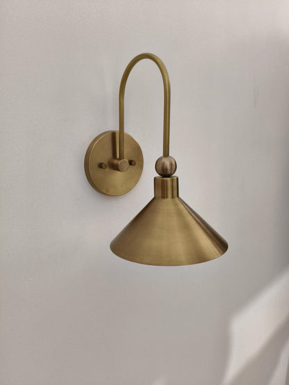 Contemporary Brass Wall Lamp With Cone Shade | Frost Lights