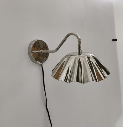 Handmade Brass Wall Sconce With Fluted Umbrella Shade | Frost Lights