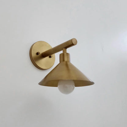 Mid Century Brass Cone Wall Light Fixture | Frost Lights