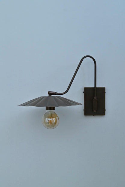 Vintage-Inspired Brass Wall Sconce | Handmade Adjustable Scalloped Wall Lamp